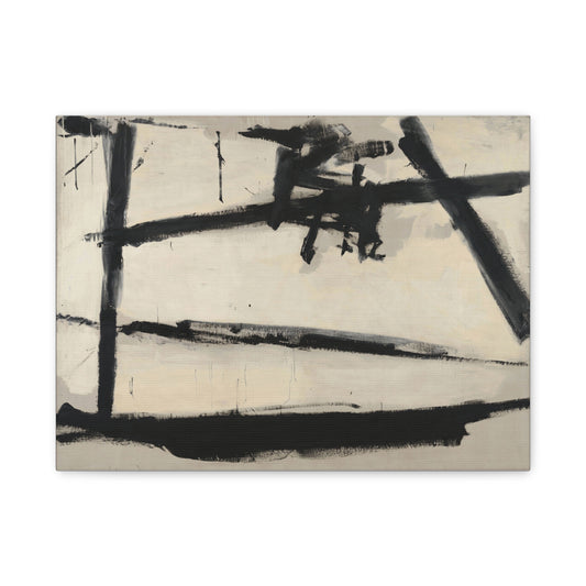 Painting Number 2 by Franz Kline Abstract Black and White Stretched Canvas Art – Matte Wall Decor