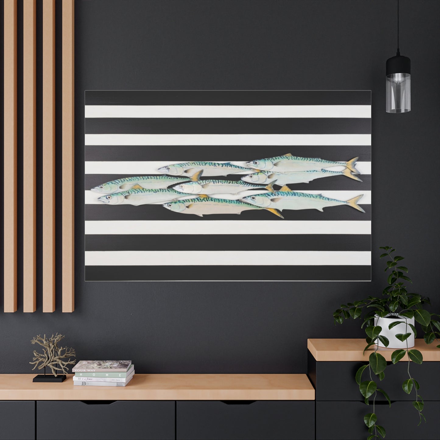 Striped Mackerel School Matte Canvas Print