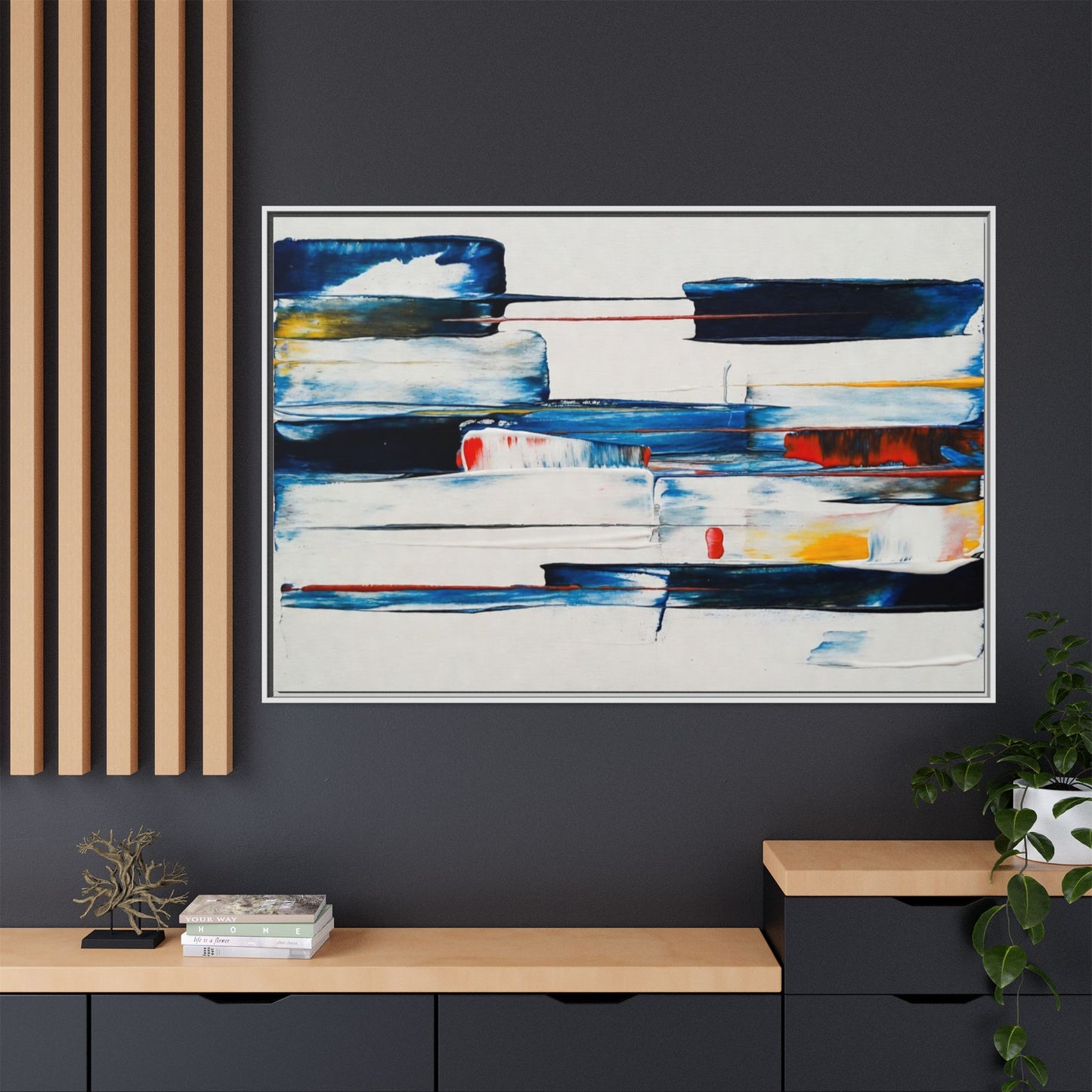 Abstract Coastal Brushstrokes Framed Canvas Print