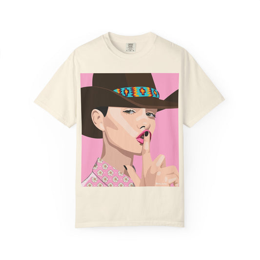Cowgirl Pop Art T-Shirt — Pink 'Shh' Graphic Tee
