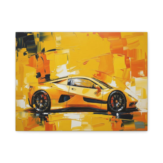 Yellow Sports Car Abstract Canvas Art - Matte Stretched Wall Print