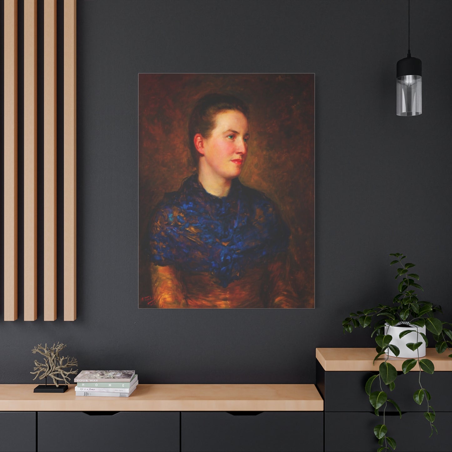 Portrait Canvas Print — Vintage Woman Oil Painting on Stretched Matte Canvas