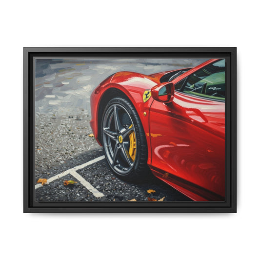 Framed Matte Canvas: Red Sports Car Close-Up Art Print