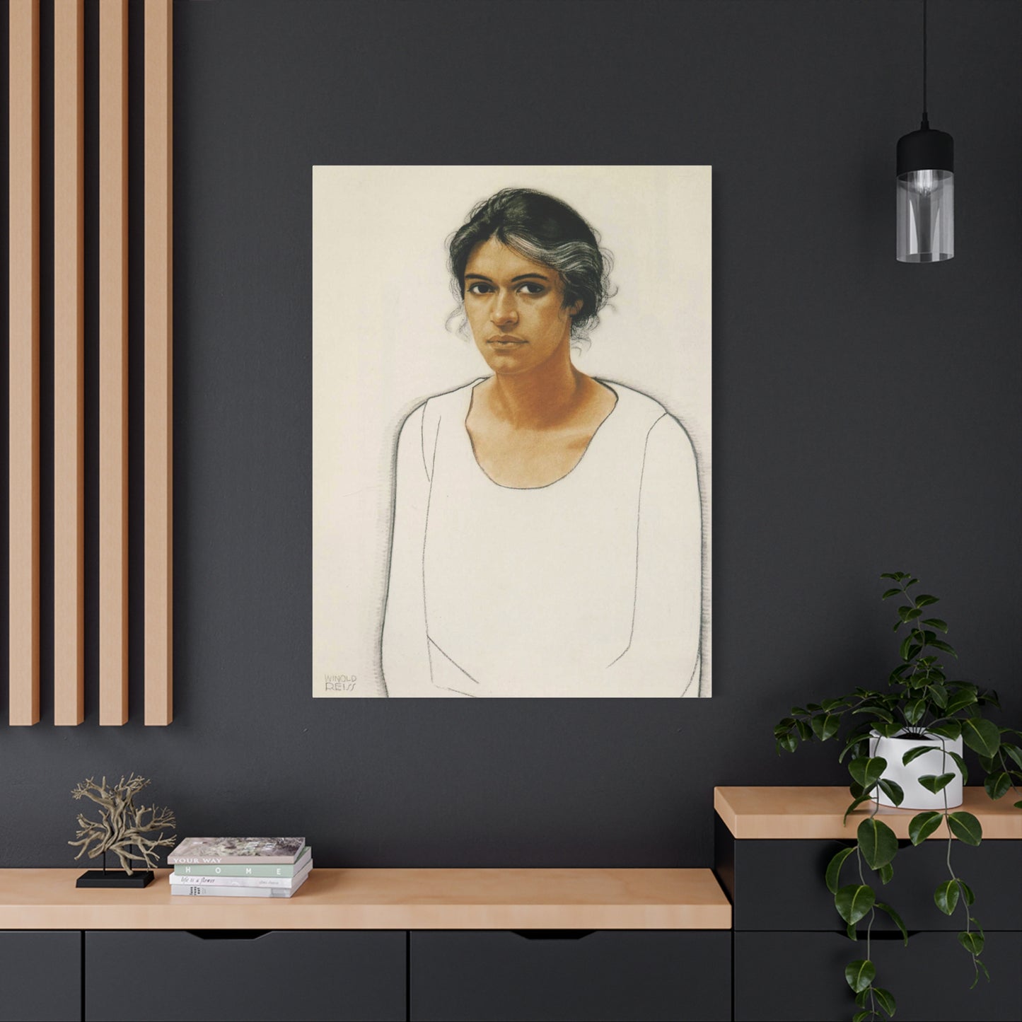 Portrait of a Woman by Winold Reiss Canvas Print – Matte Stretched Wall Art