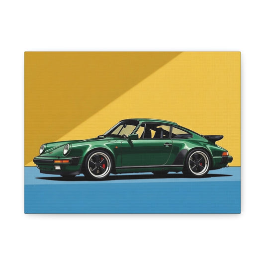 Vintage Green Porsche Art Print - Matte Stretched Canvas