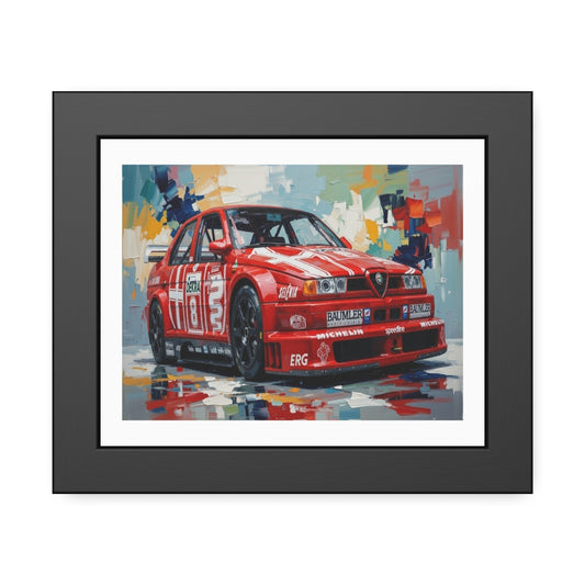 Race Car Framed Poster — Retro Red Racing Alfa Artwork