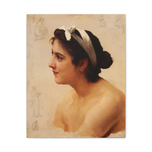 Study Of A Woman For Offering To Love by William Adolphe Bouguereau Canvas Print Matte Stretched