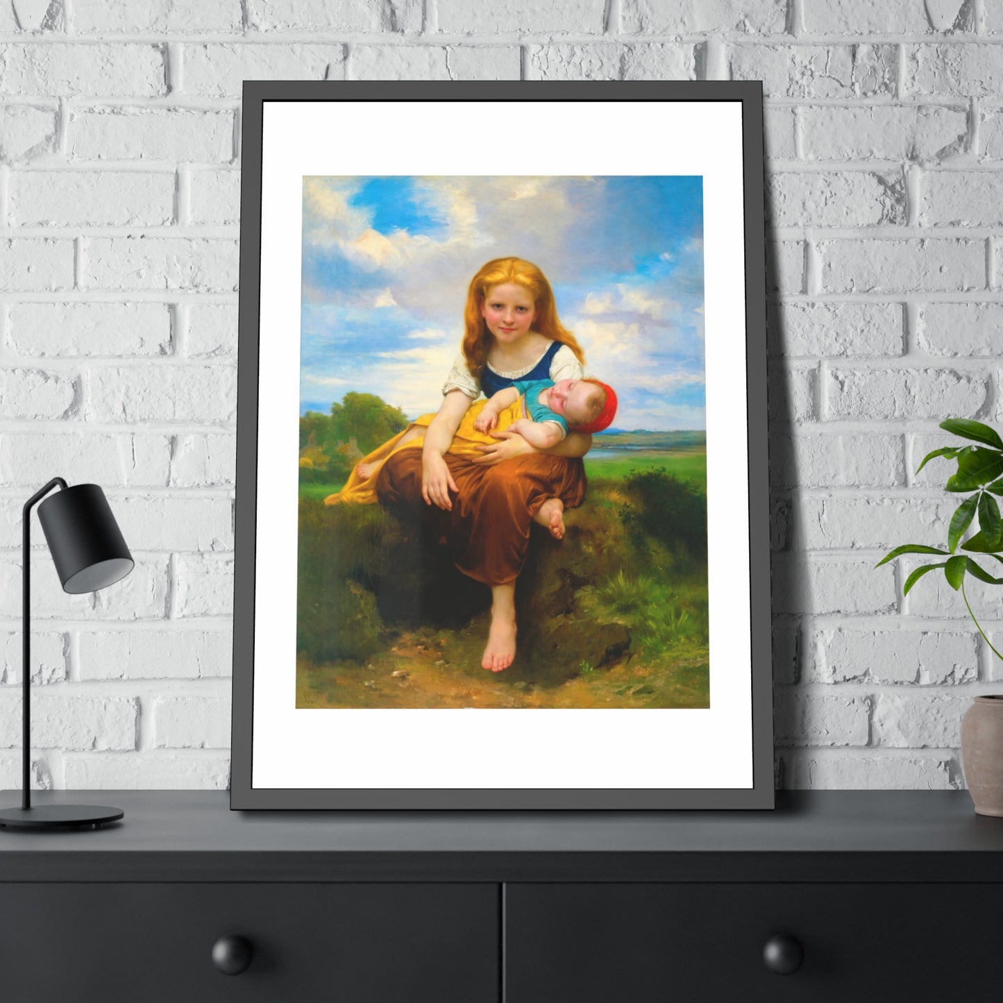 Framed Poster — Vintage Mother & Child Art Print