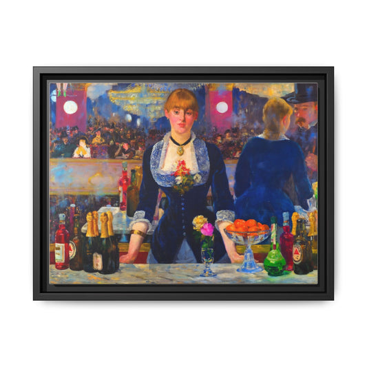 Framed Matte Canvas Print — Vintage Parisian Bar Scene
