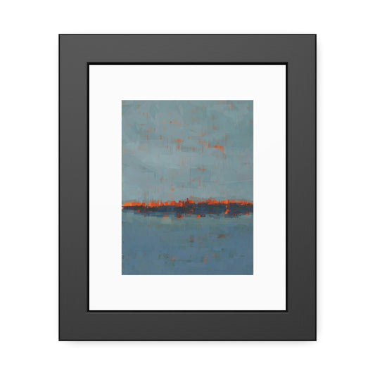 Abstract Seaside Framed Poster — Blue & Copper Minimalist Wall Art