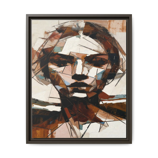 Abstract Woman Portrait Matte Canvas Framed — Geometric Multi-Color Wall Art