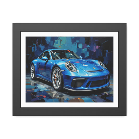 Blue Sports Car Framed Poster — Modern Automotive Wall Art