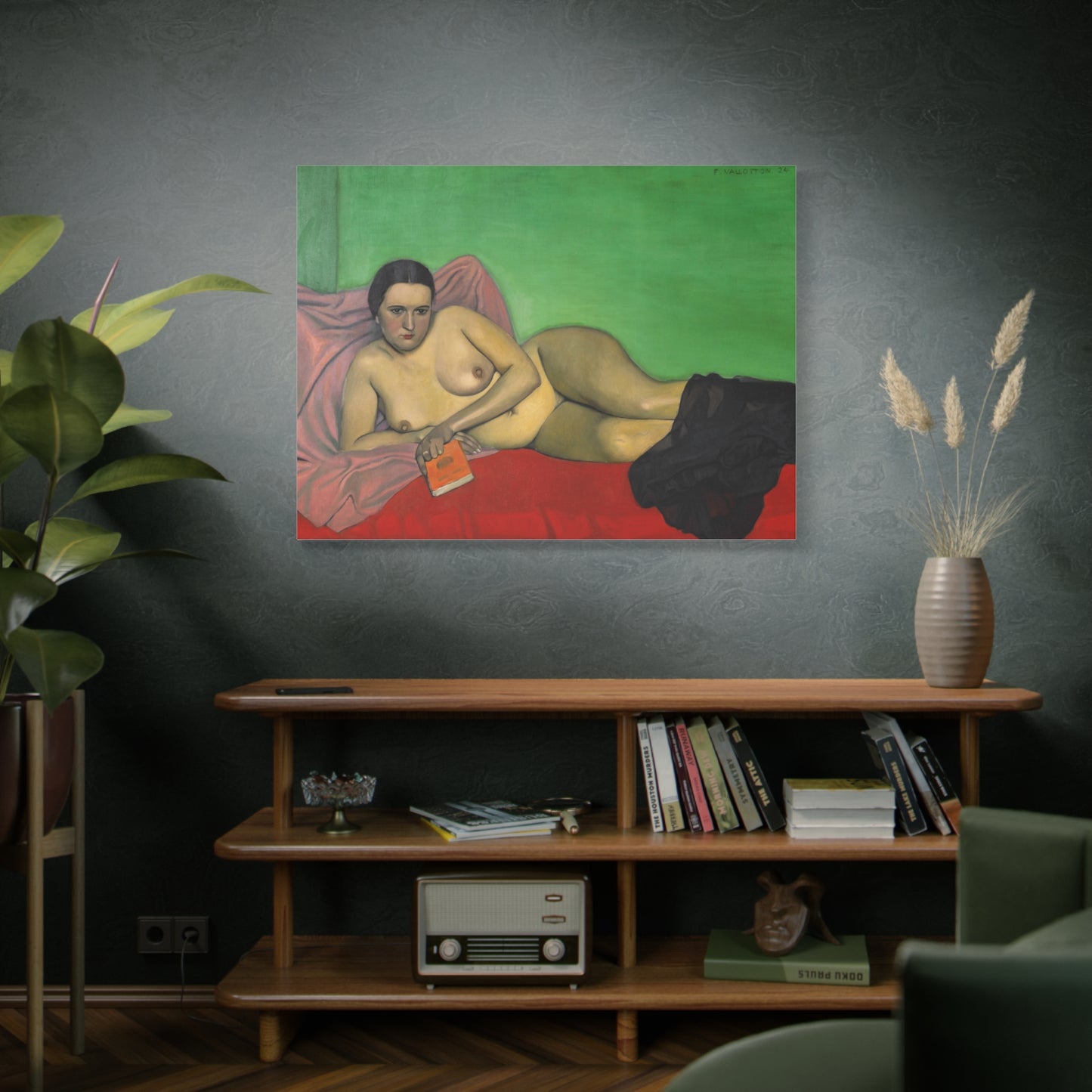 Femme nue tenant un livre by Félix Vallotton Matte Canvas Wall Art Print