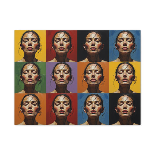 Pop Art Portrait Canvas - Color Grid Stretched Matte Wall Art