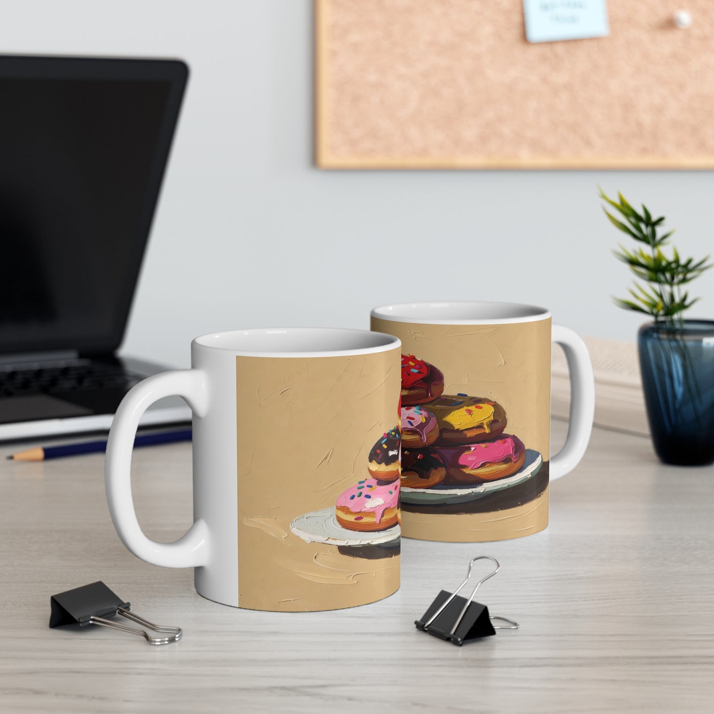 Donut Stack Coffee Mug — Colorful Sprinkles Dessert Ceramic Mug