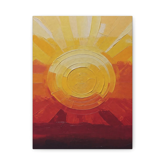 Abstract Sunrise Canvas Wall Art — Warm Sunrise Texture Matte Stretched Canvas