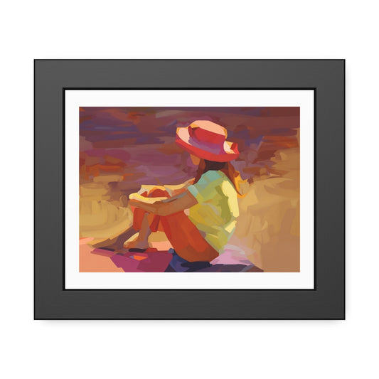 Framed Poster — Vibrant Coastal Girl Illustration, Summer Beach Wall Art