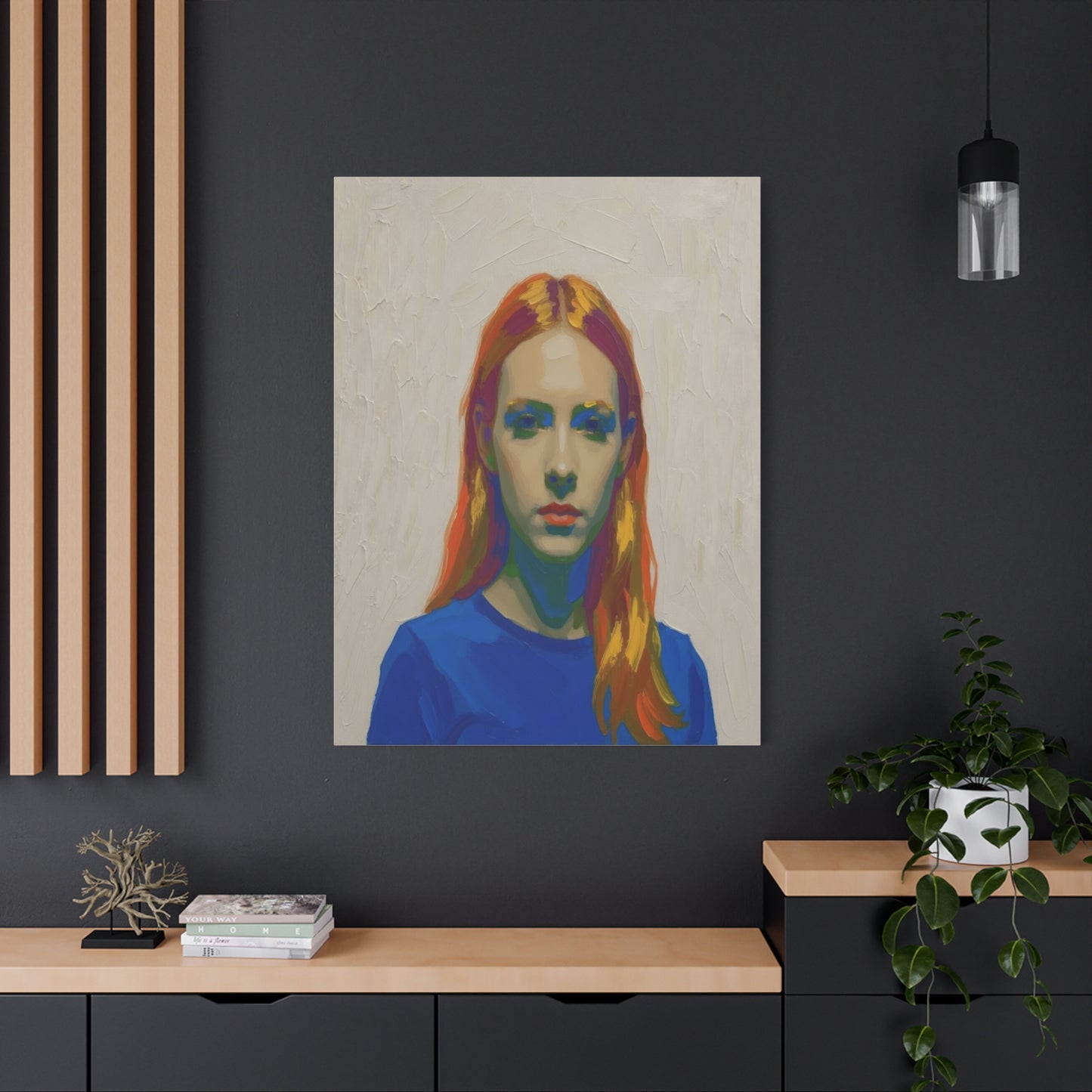 Modern Pop Portrait Canvas — Colorful Woman Matte Stretched Wall Art