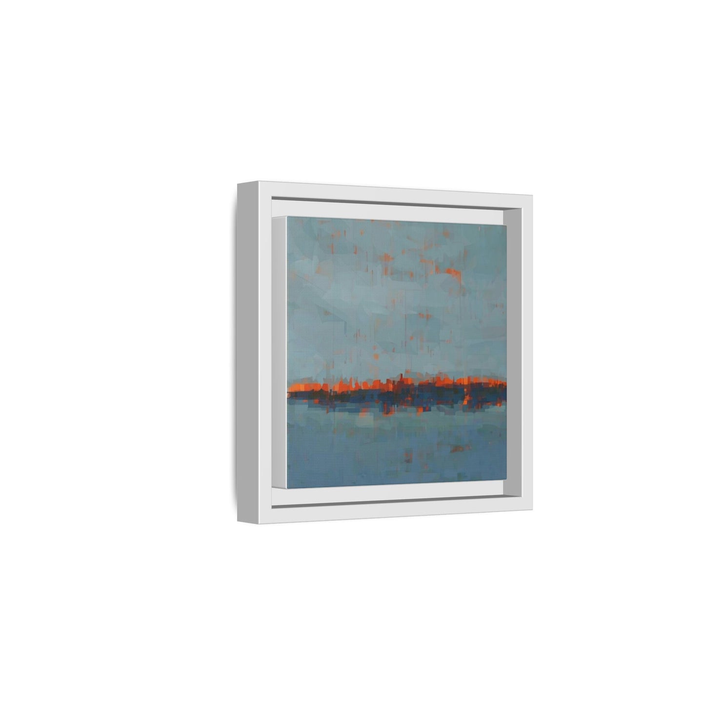 Framed Canvas Art — Teal & Orange Abstract Seascape