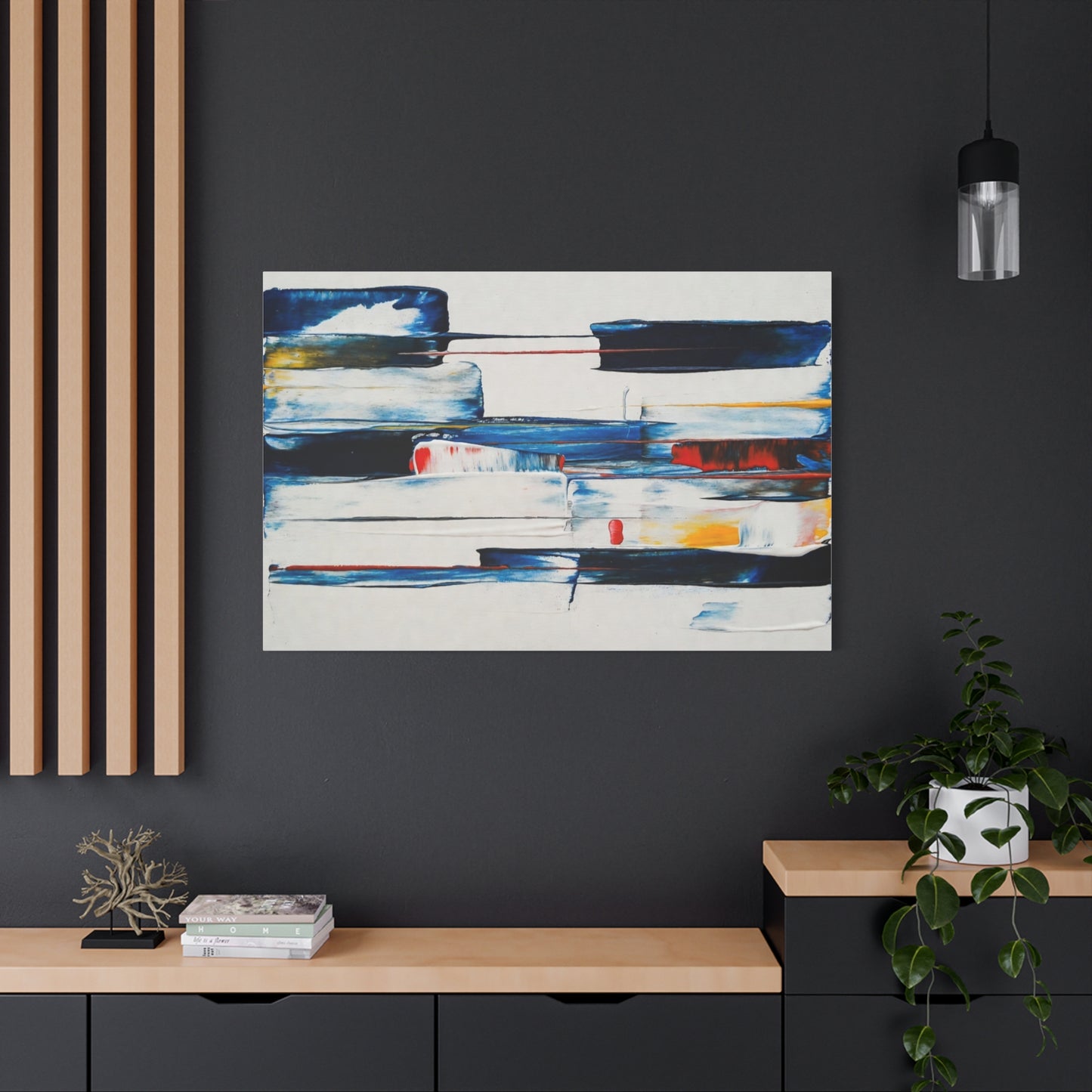 Abstract Blue Brushstroke Canvas Wall Art — Modern Stretched Matte Canvas