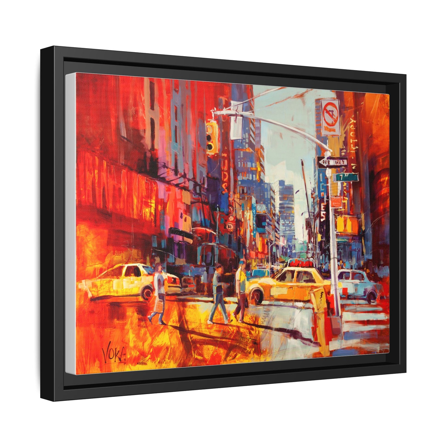New York 7th AV attributed to Voke Framed Matte Canvas – Art Print
