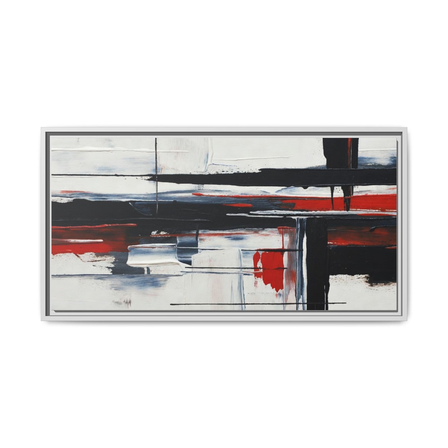 Abstract Red & Black Framed Canvas Art — Modern Matte Wall Painting