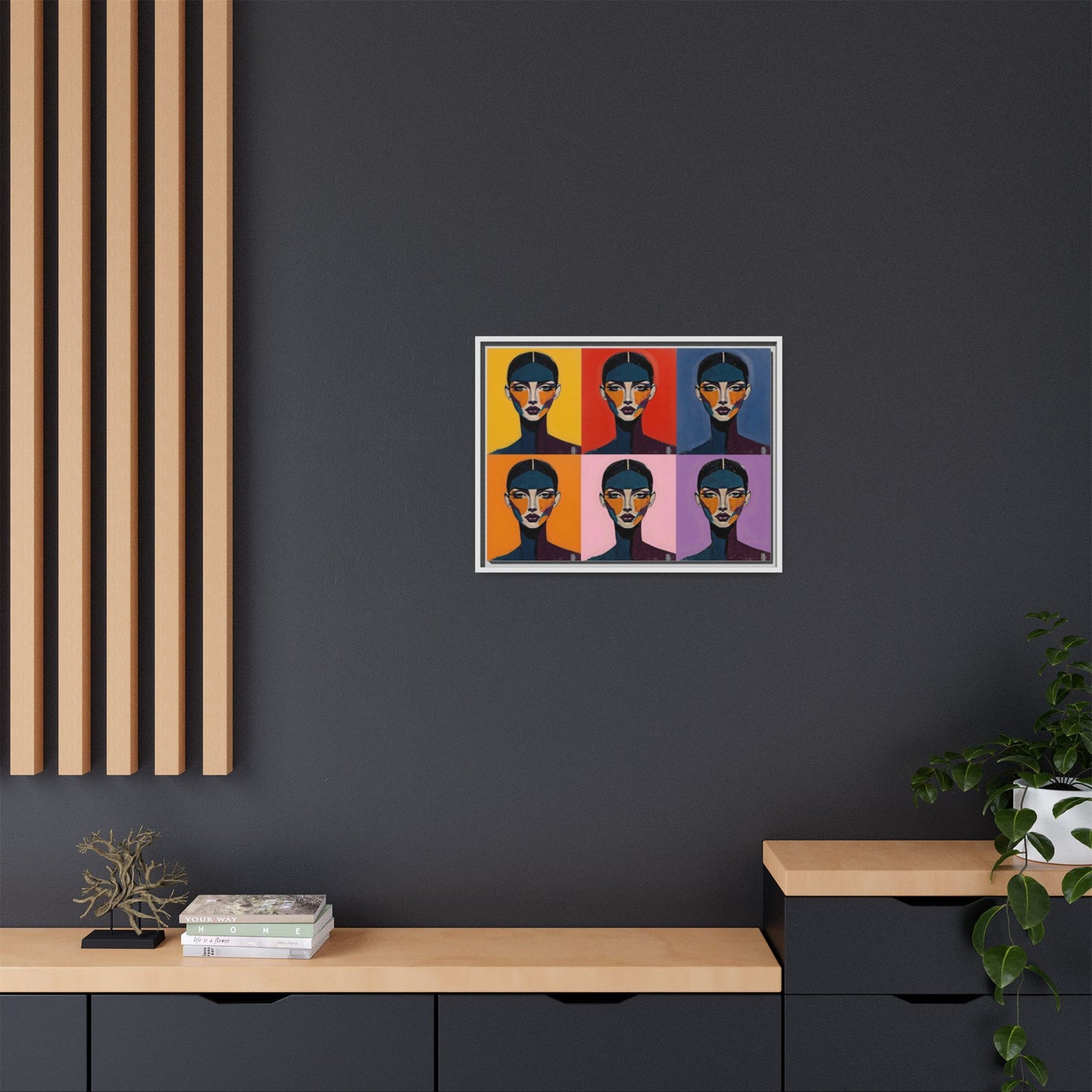Pop Art Portrait Matte Canvas — Framed Multi-Color Wall Art