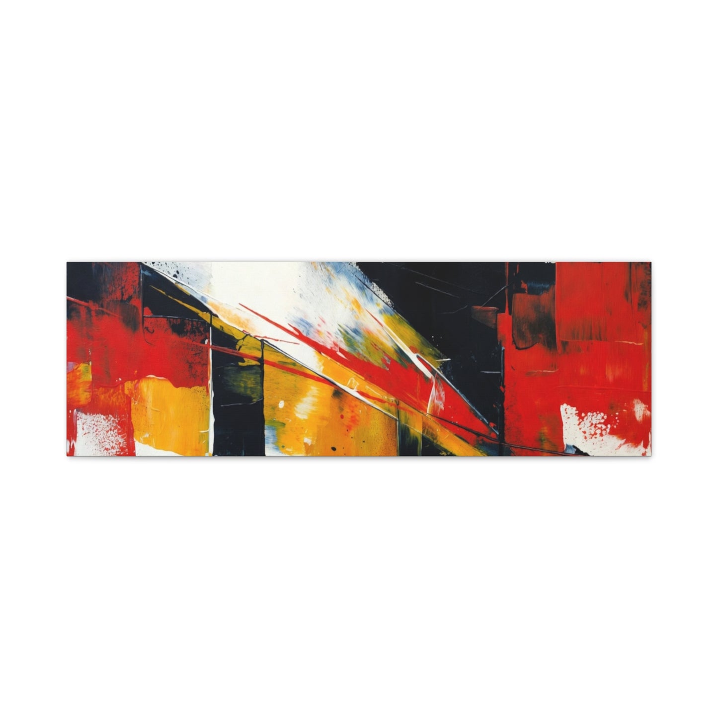 Abstract Geometric Canvas Art — Bold Red & Black Modern Wall Painting
