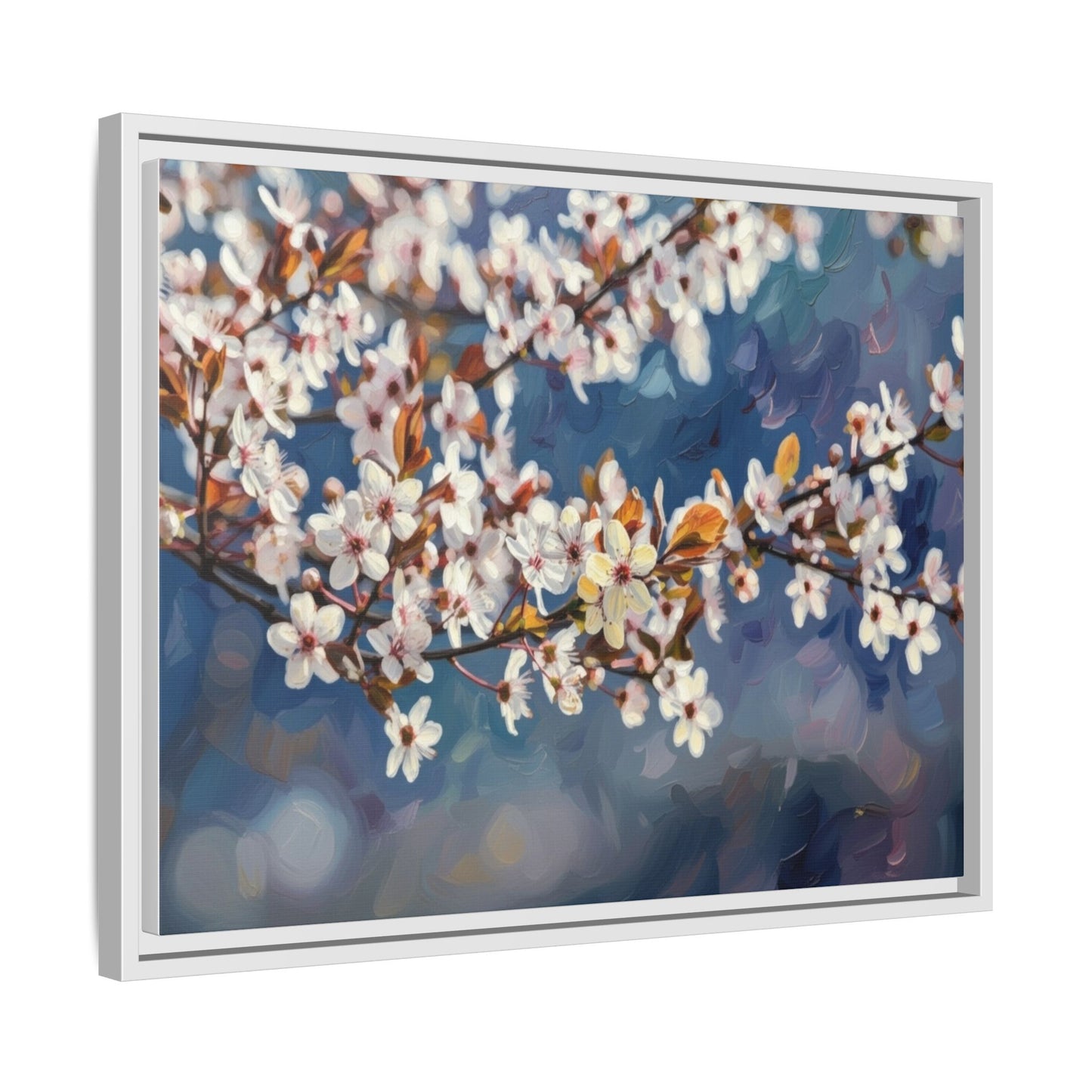 Framed Matte Canvas Print — Cherry Blossom Branch Wall Art