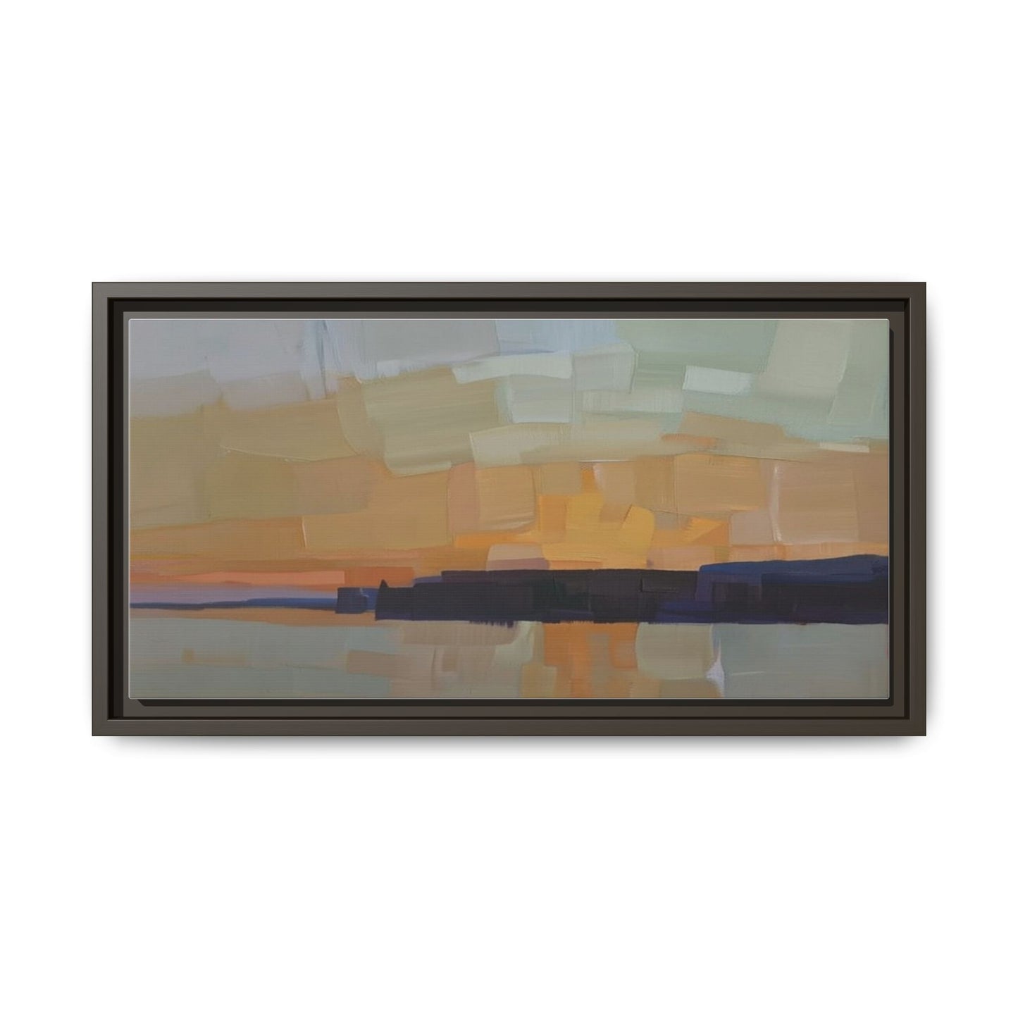 Framed Matte Canvas Sunset Abstract Landscape Art Print