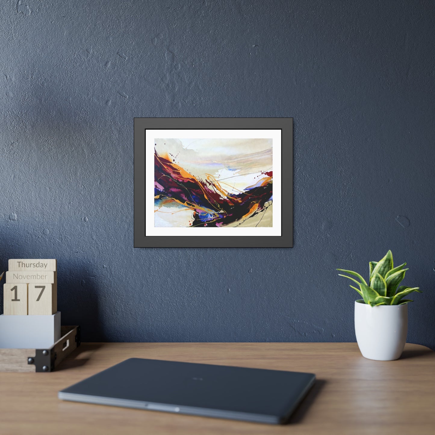 Abstract Color Splash Framed Paper Poster — Modern Wall Art Print