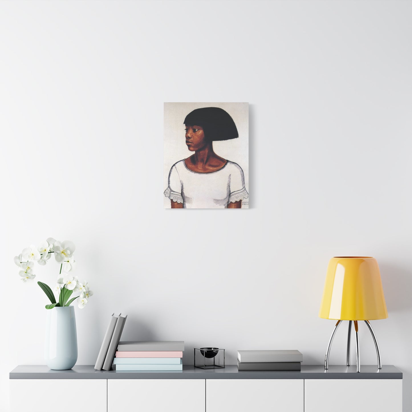 Portrait of a Young Woman by Winold Reiss Portrait Canvas Print – Matte Stretched Wall Art