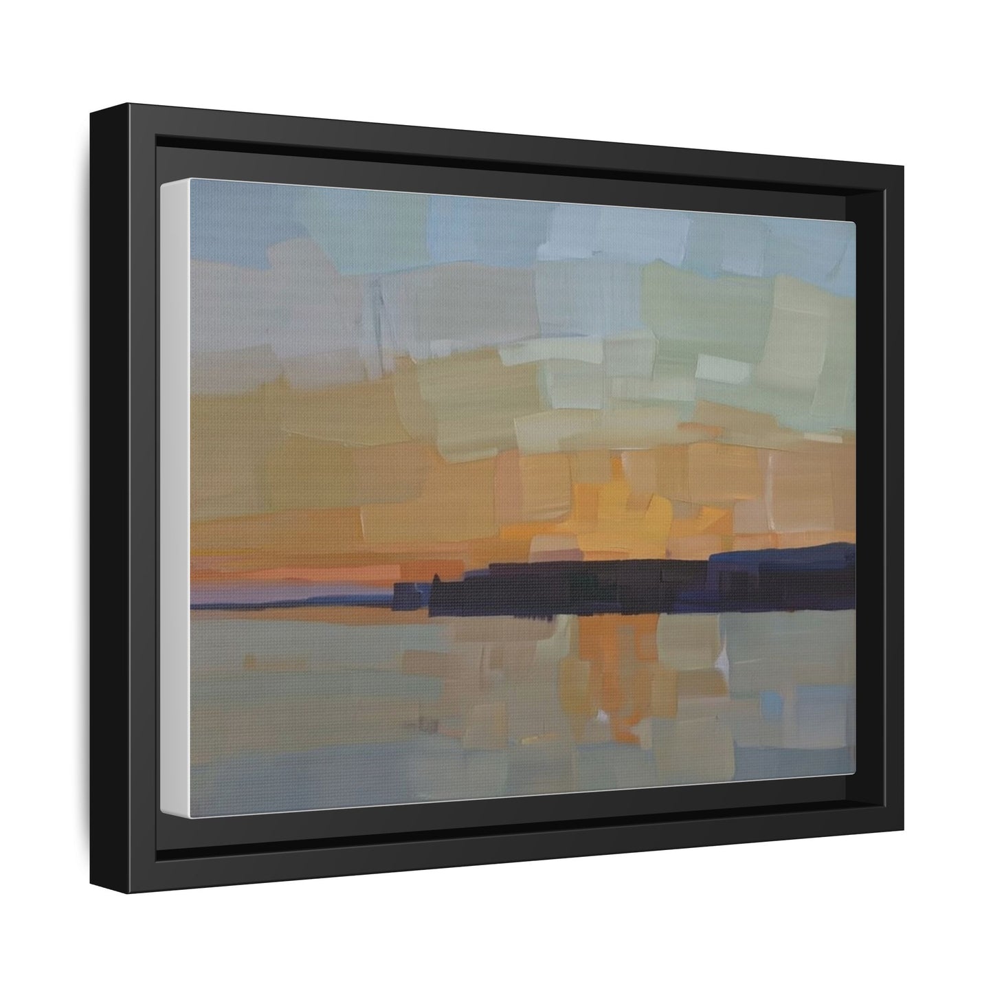 Framed Matte Canvas Sunset Abstract Landscape Art Print