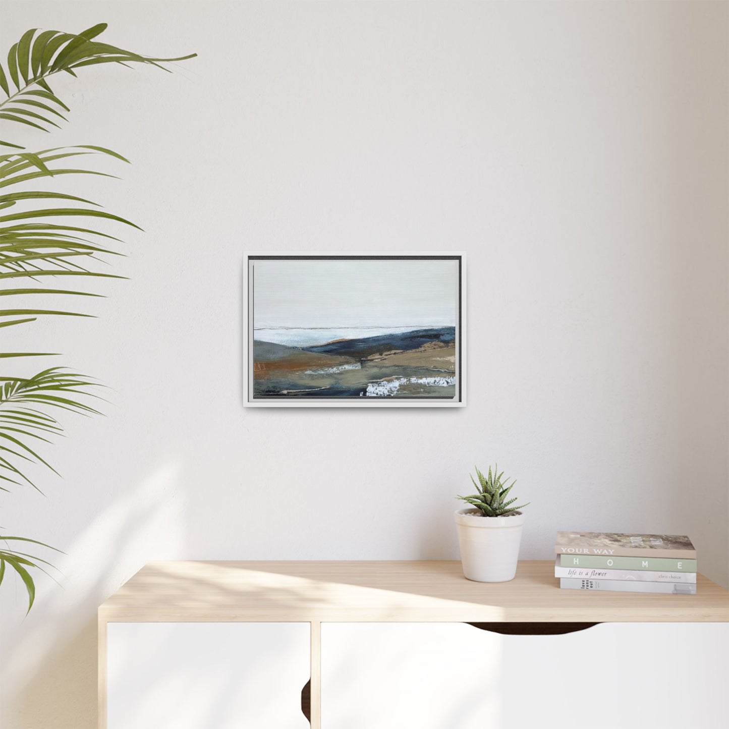 Framed Matte Canvas Wall Art — Serene Coastal Abstract Landscape