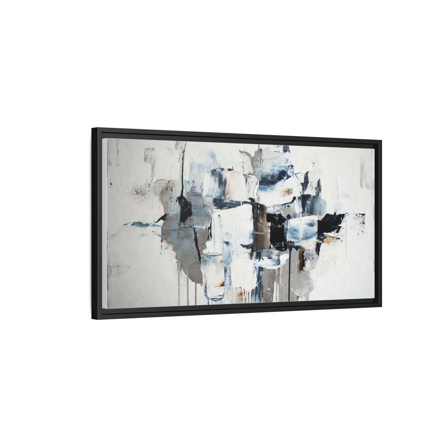 Framed Abstract Canvas Art — Blue Neutral Modern Wall Print