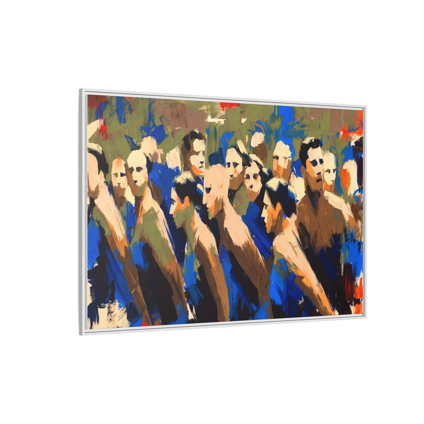 Abstract Crowd Matte Canvas Print — Framed Multi-Color Wall Art