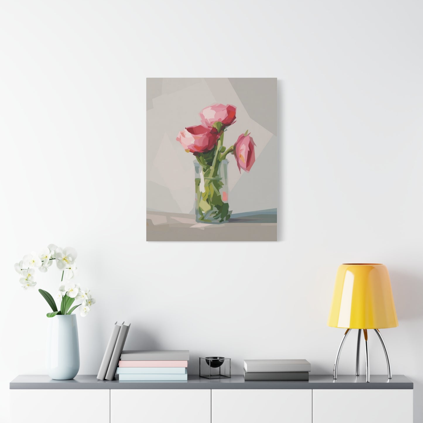 Pink Floral Vase Canvas Print — Stretched Matte Wall Art