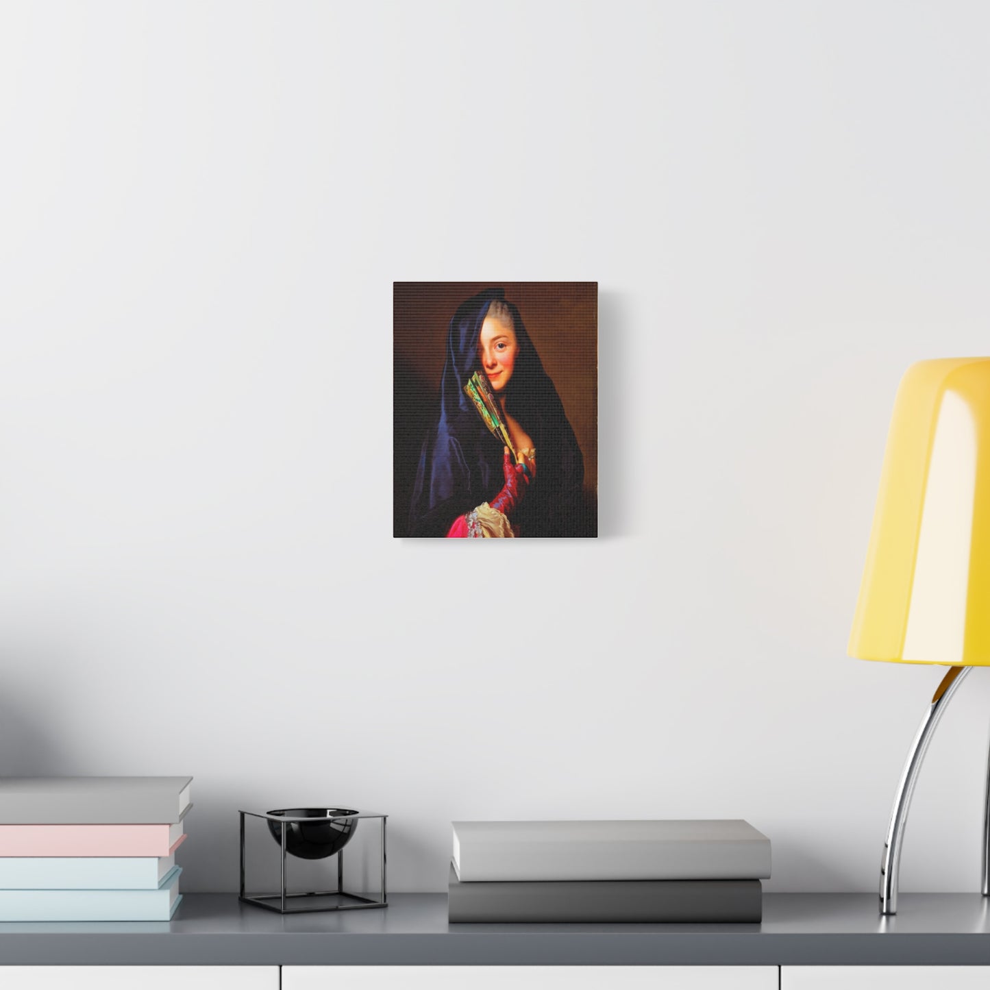 Vintage Portrait Canvas Print — Elegant Lady with Fan Matte Stretched Wall Art