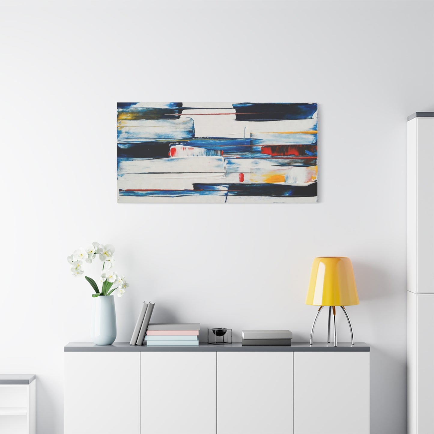 Abstract Blue Brushstroke Canvas Wall Art — Modern Stretched Matte Canvas