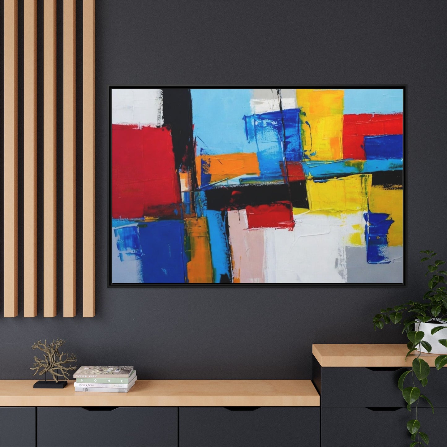 Abstract Color Block Matte Canvas Framed Wall Art