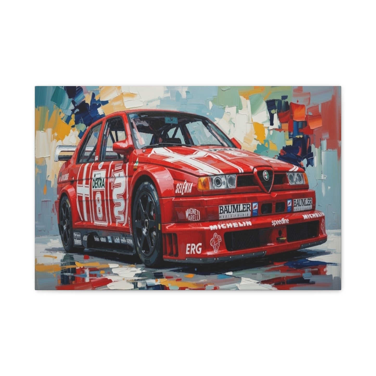 Racing Alfa Romeo Canvas Print — Red Race Car Stretched Wall Art