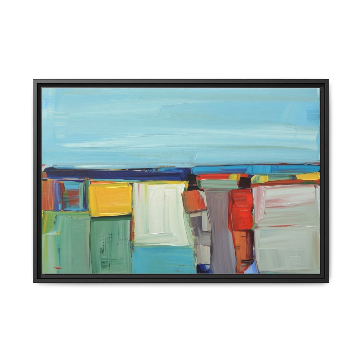 Abstract Coastal Blocks Matte Canvas Print (Framed)