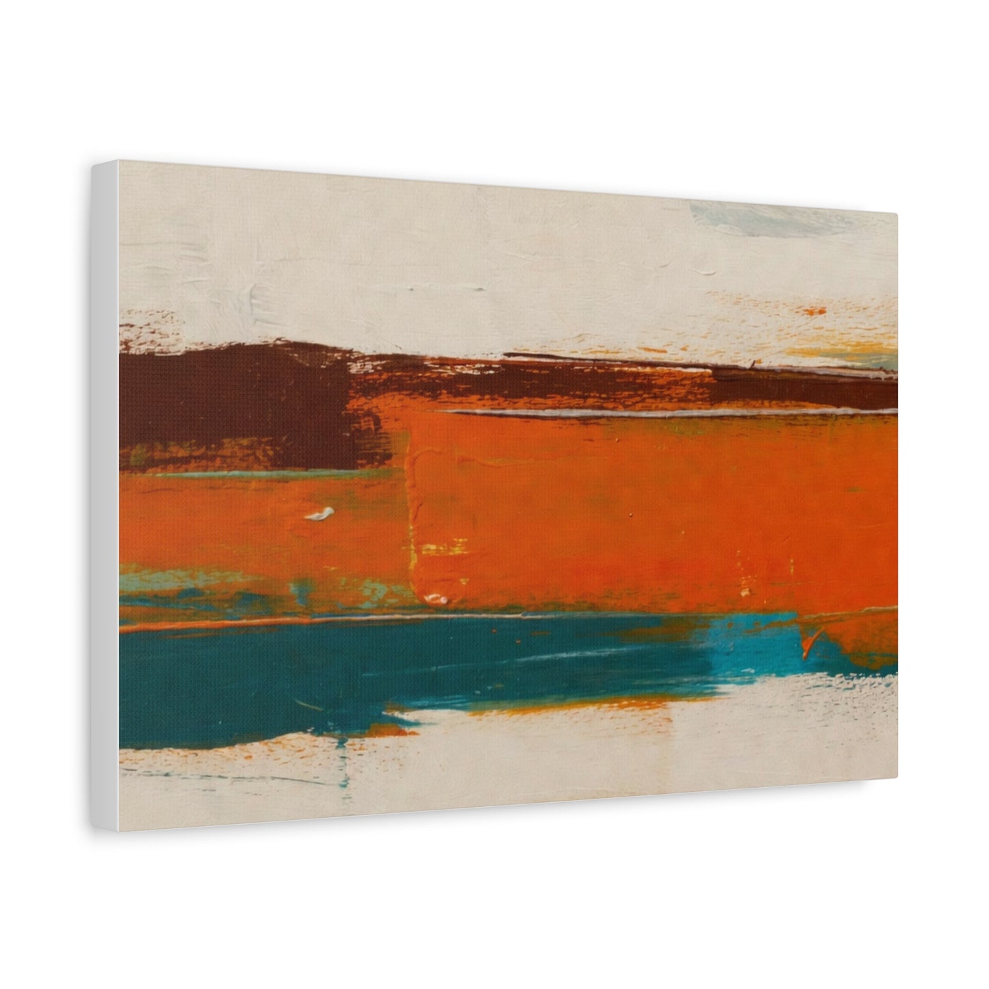 Abstract Orange & Teal Matte Canvas Wall Art — Stretched 1.25"