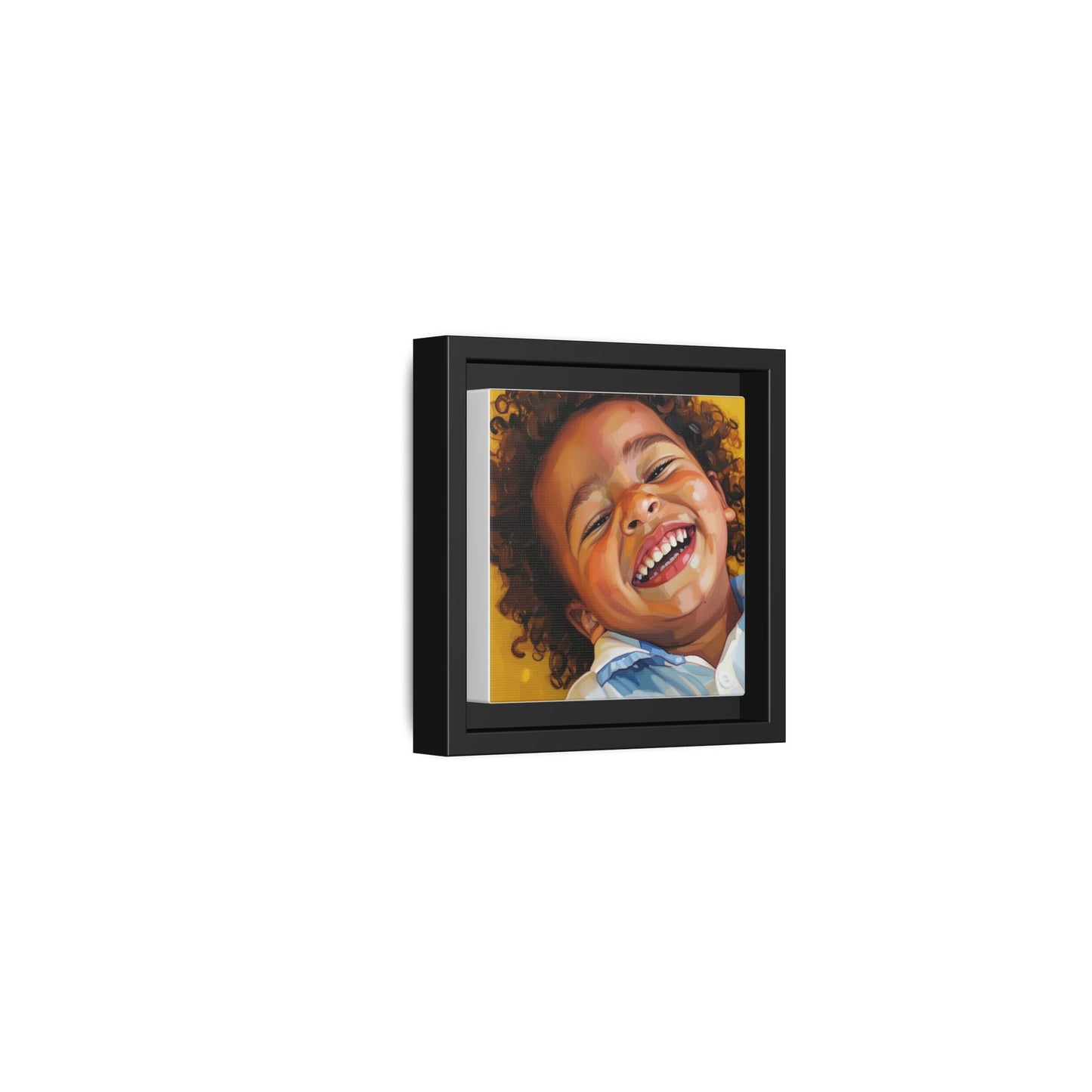 Framed Matte Canvas Print – Joyful Child Portrait, Colorful Nursery Wall Art
