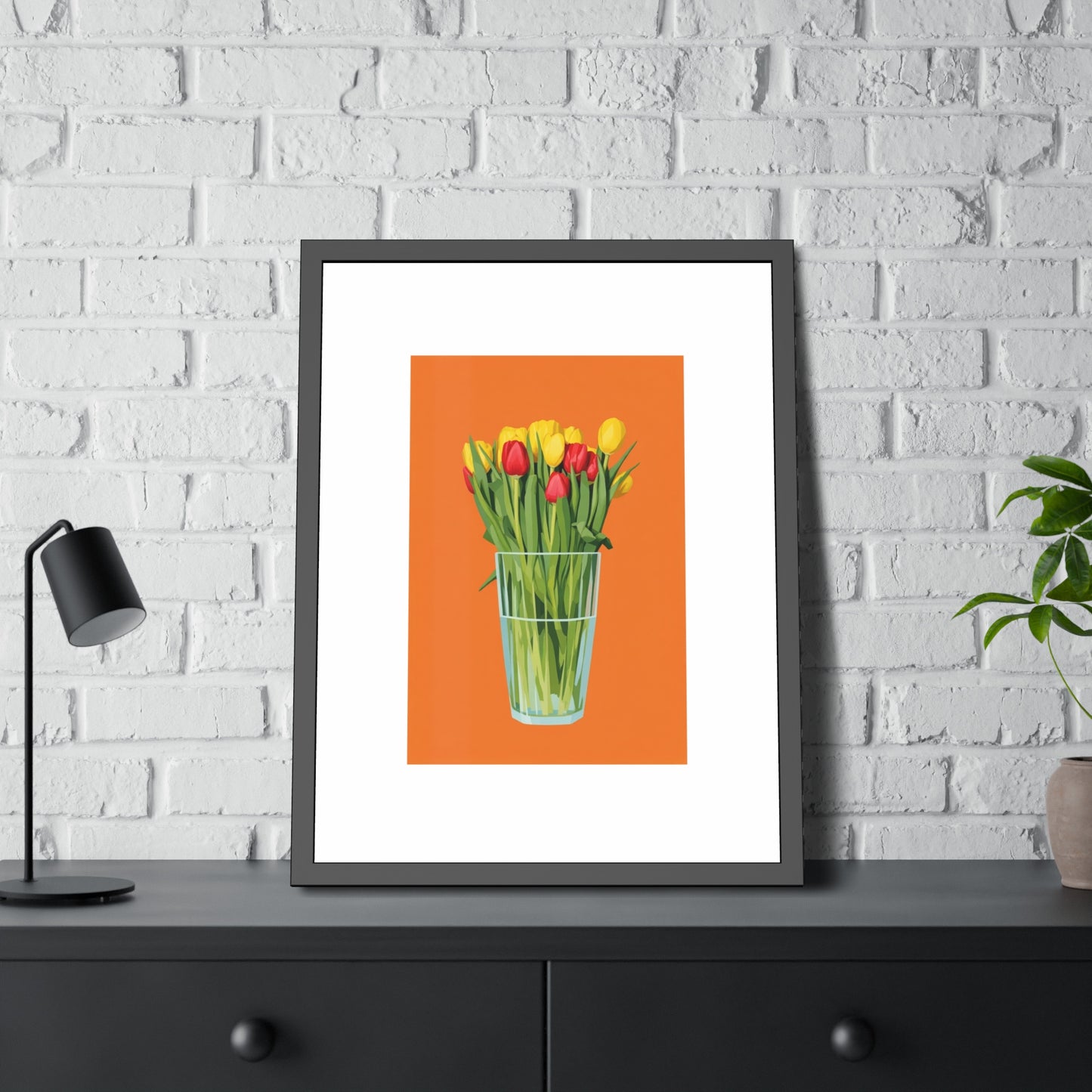 Framed Poster — Colorful Tulip Vase Wall Art (Spring Floral Print)