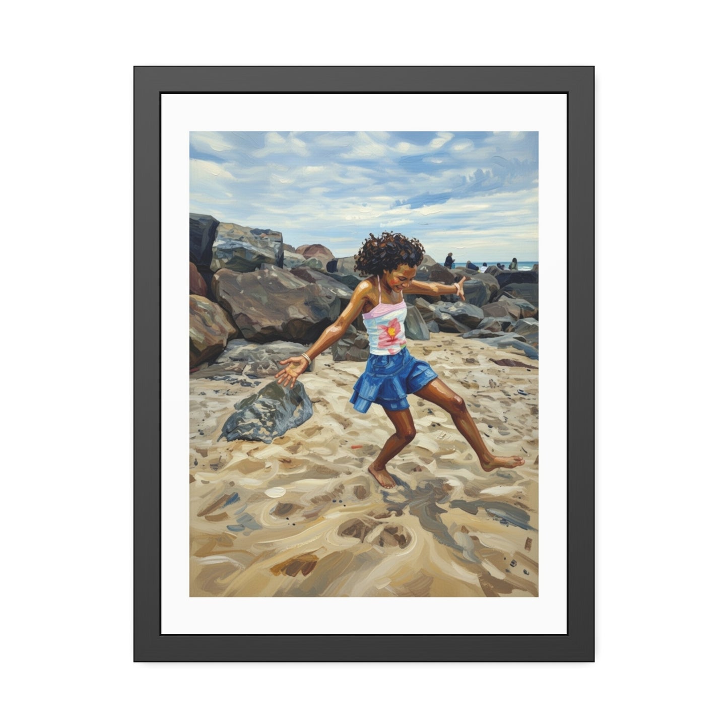 Framed Poster - Joyful Beach Dance Art Print
