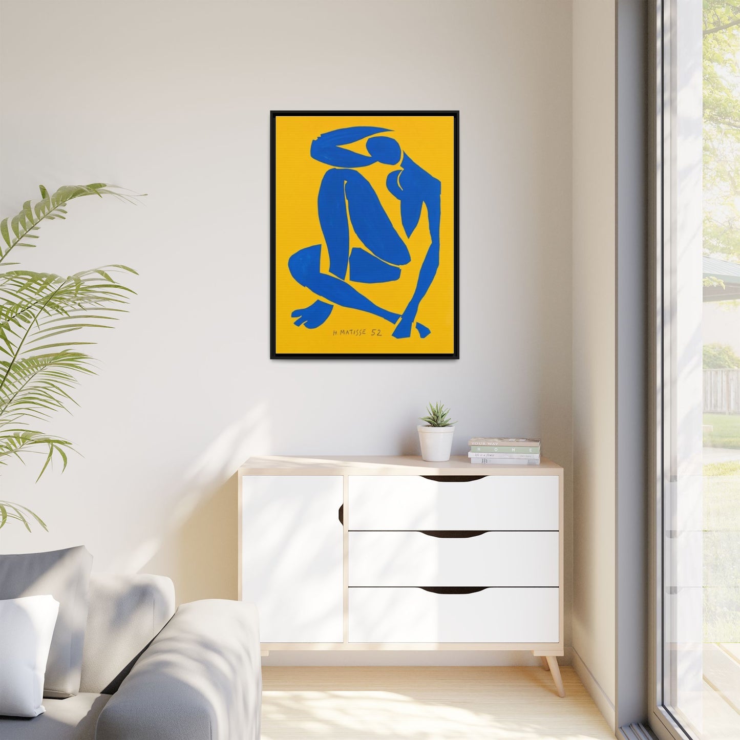 Abstract Blue Nude Matte Canvas Wall Art, Framed