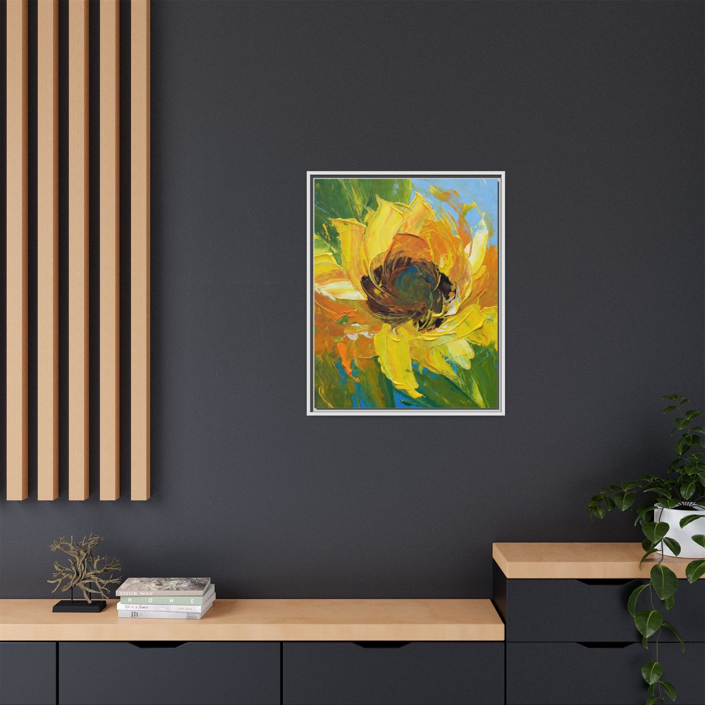 Framed Sunflower Abstract Matte Canvas Print