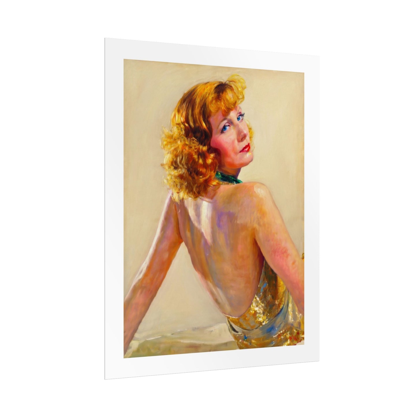 Vintage Pin-Up Art Poster - Glamorous Back-View Portrait Rolled Art Print