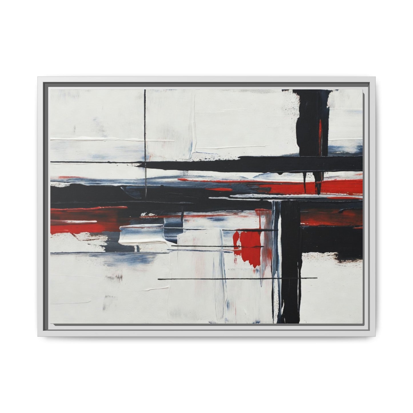 Abstract Red & Black Framed Canvas Art — Modern Matte Wall Painting